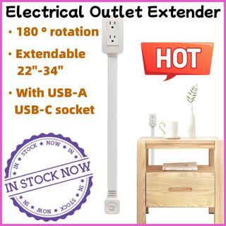 Electrical Outlet Extender 180 Degree Rotating with USB-A USB-C Port EZ Outlet Multipurpose Socket for Home Bedside Table Sofa