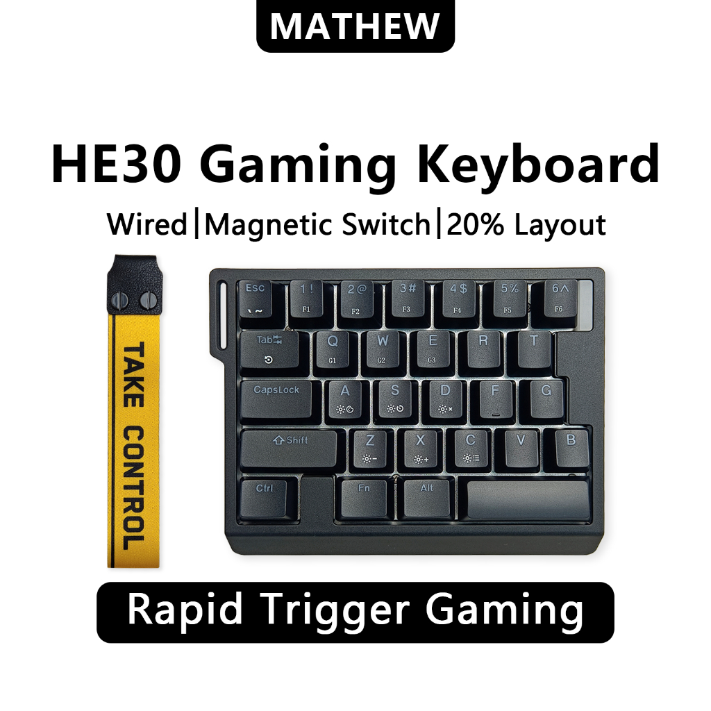 ZUOYA HE30 RGB คีย์บอร์ดมือเดียว - สวิตช์แม่เหล็ก Macro Programmable Rapid Trigger Hot-swappable สํา