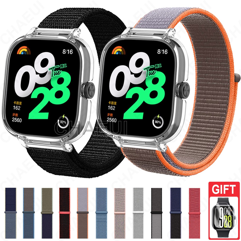 สายรัดไนลอนพร้อมเคสกรอบสร้อยข้อมือสายนาฬิกาอุปกรณ์เสริมสําหรับ Redmi Watch 5 4 3 Active / Poco Watch / Mi Watch Lite