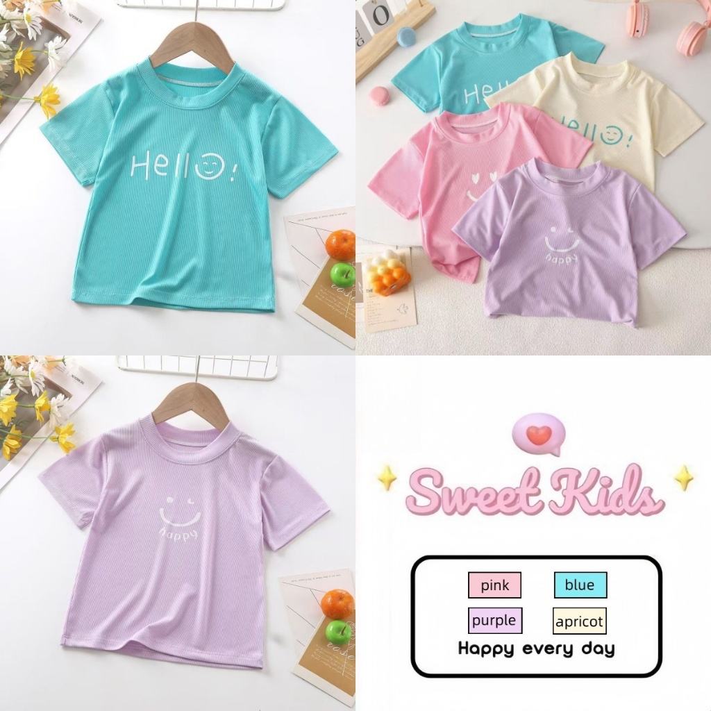 SweetKids พร้อมส่งจากกทม🌸แขนสั้นเด็ก🍓เสื้อเชิ้ตแขนสั้นน่ารัก สีลูกกวาด บางและสบาย มีให้เลือกหลายขนาด
