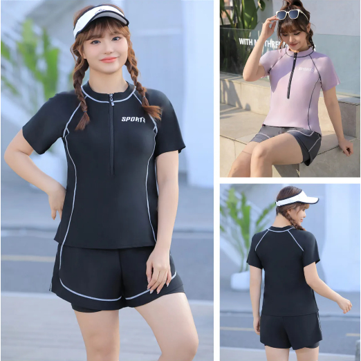 【3XL-5XL】 ใหม่สไตล์ขนาดใหญ่พิเศษชุดว่ายน้ําสองชิ้นผู้หญิงขนาดบวกกีฬาชุดว่ายน้ําผู้หญิงเวอร์ชั่นเกาหลีชุดว่ายน้ําเอวสูง