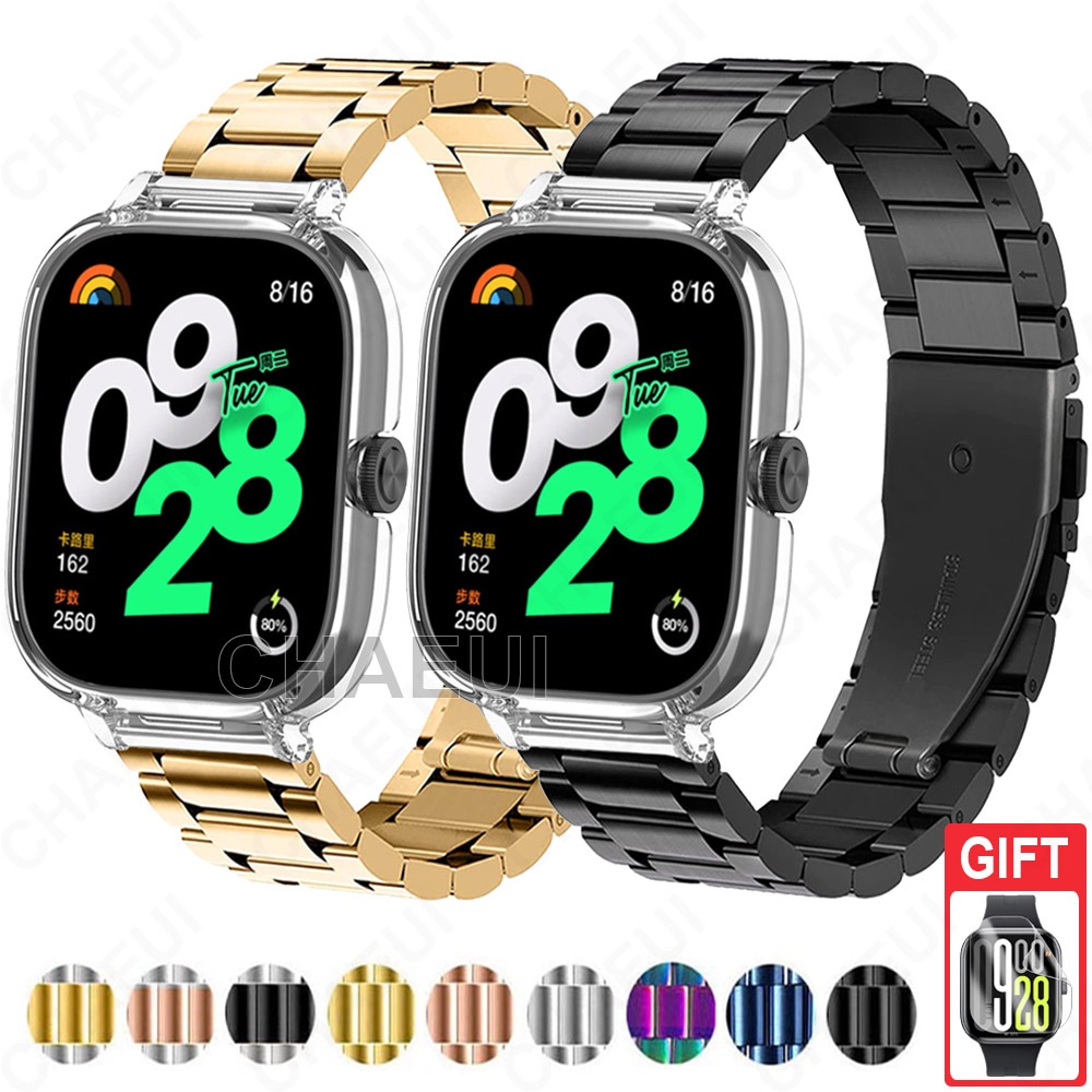 สายสแตนเลสพร้อมตัวเรือนกรอบสร้อยข้อมือโลหะอุปกรณ์เสริมสําหรับ Redmi Watch 5 4 3 Active / Poco Watch / Mi Watch Lite