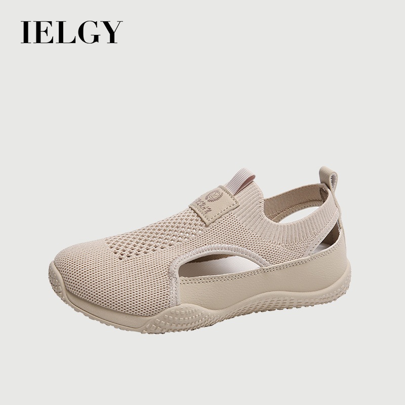 IELGY ฤดูร้อนใหม่เกาหลีระบายอากาศสีขาวตัด-ออก รองเท้าผ้าใบลําลองที่มีพื้นรองเท้าหนา