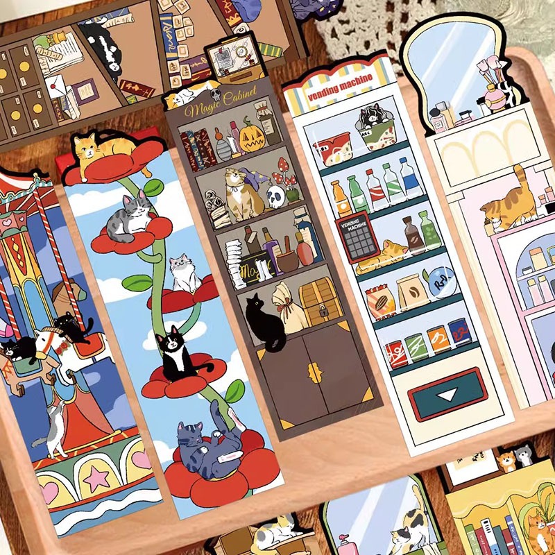 30ชิ้น/เซ็ตชีวิตประจําวันของแมวชุดที่คั่น น่ารัก หน้าหนังสือผู้ถือของขวัญสําหรับนักเรียนครูอ่านเครื่องมือโรงเรียนเครื่องเขียนอุปกรณ์สํา