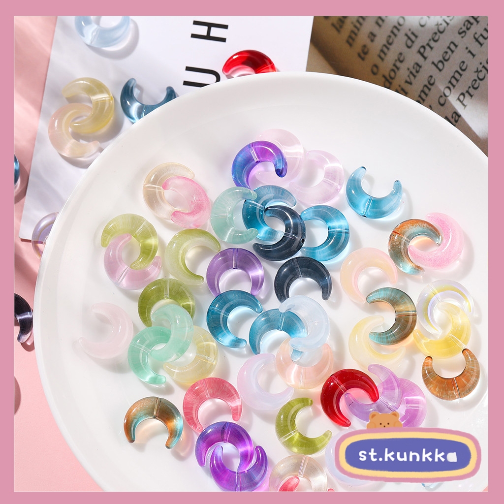 เซนต์. คunkka 10ชิ้น13 * 15มิลลิเมตรลูกปัดแก้วดวงจันทร์ลูกปัด ตัวเว้นวรรค ลูกปัดแนวนอนหลุมสามารถใช้สําหรับ ทําเอง สร้อยคอสร้อยข้อมือทํา