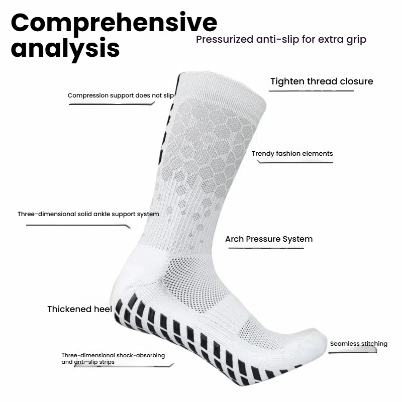 ถุงเท้ากีฬามืออาชีพลื่นซิลิโคนด้านล่างถุงเท้าฟุตบอลระบายอากาศและสะดวกสบายถุงเท้าบาสเกตบอล