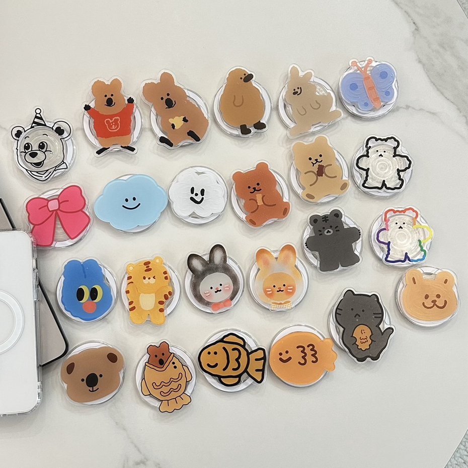 เคสโทรศัพท์มือถือ ป้องกันการตก ลายการ์ตูนปลา และหมี มีตัวยึดแม่เหล็ก สําหรับ iphone