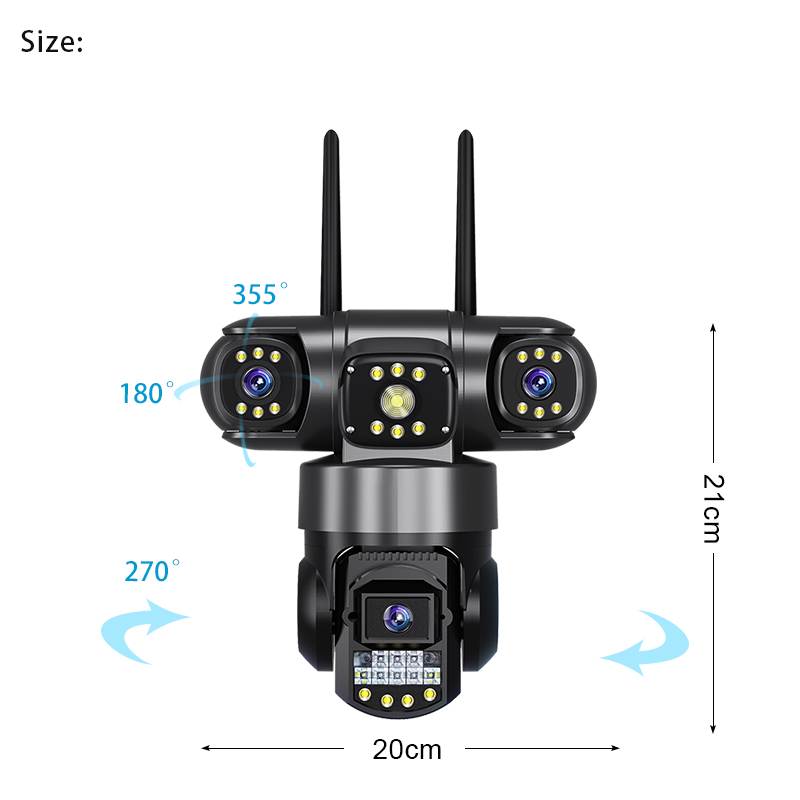 LLSEE V380 12MP 6K 3 เลนส์ 3 หน้าจอกันน้ำกลางแจ้ง WIFI ไร้สาย 4G กล้อง Night Vision ที่มีสีสัน AI ตรวจจับมนุษย์ปลุก 360 IP การรักษาความปลอดภัยกล้องวงจรปิดสองทางโทร