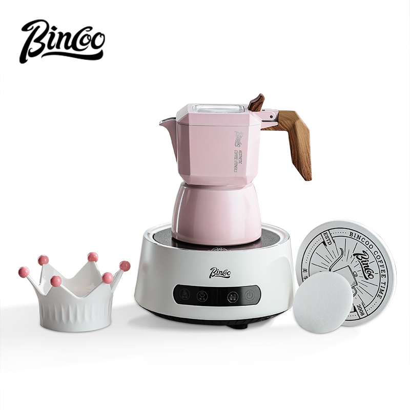 Bincoo Bird วาล์วคู่ Moka Pot Extract Espresso Pot ชุดเครื่องชงกาแฟอิตาลีในครัวเรือนขนาดเล็ก 2 ถ้วย