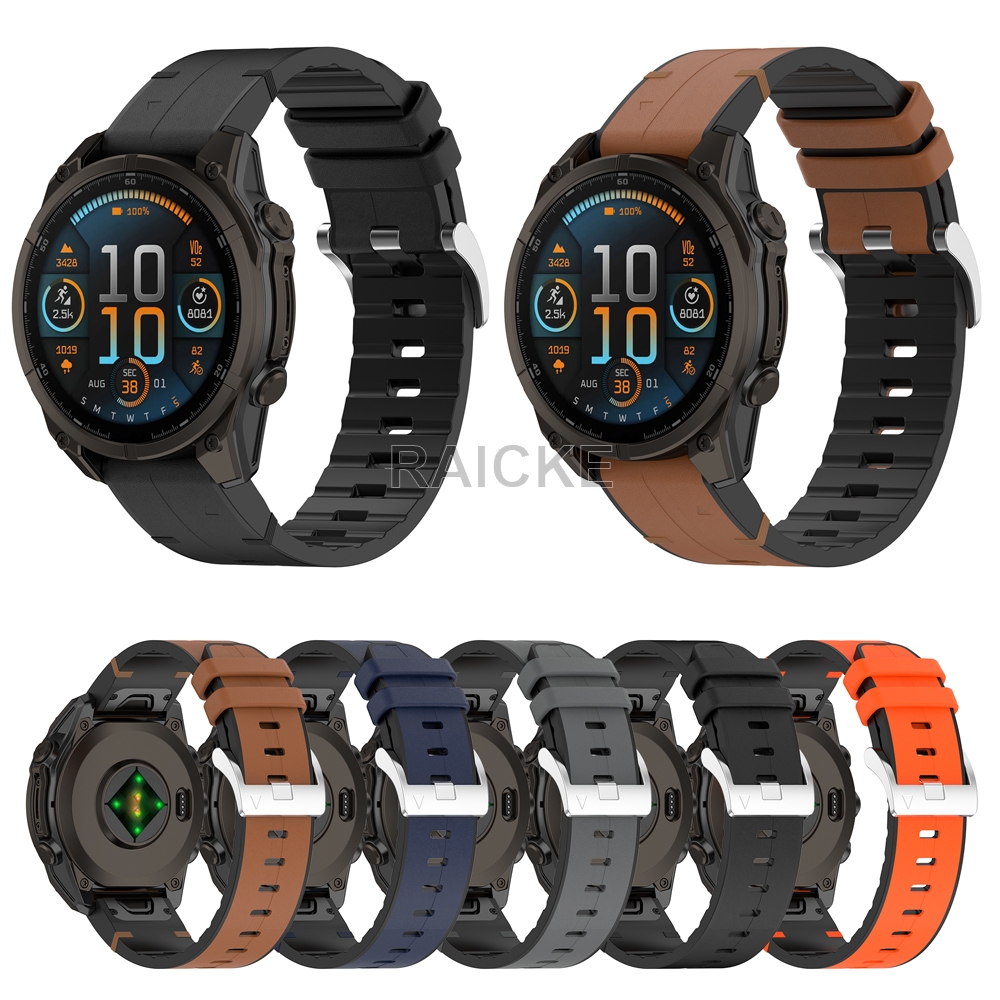 หนังนุ่มพร้อมสายซิลิโคนสําหรับ Garmin Fenix 9 8 51mm 47mm 43mm / 7X pro / 7S / 6S pro / 6 / 5X Plus / 5S plus / Fenix3 hr / Forerunner 935 945 955 965