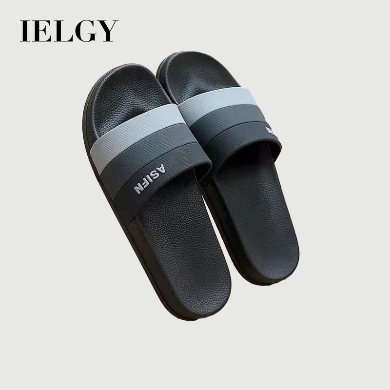 IELGY รองเท้าแตะลายทางสามมิติสําหรับคู่รักฤดูร้อนห้องน้ํากันลื่นพื้นนิ่มทนทาน