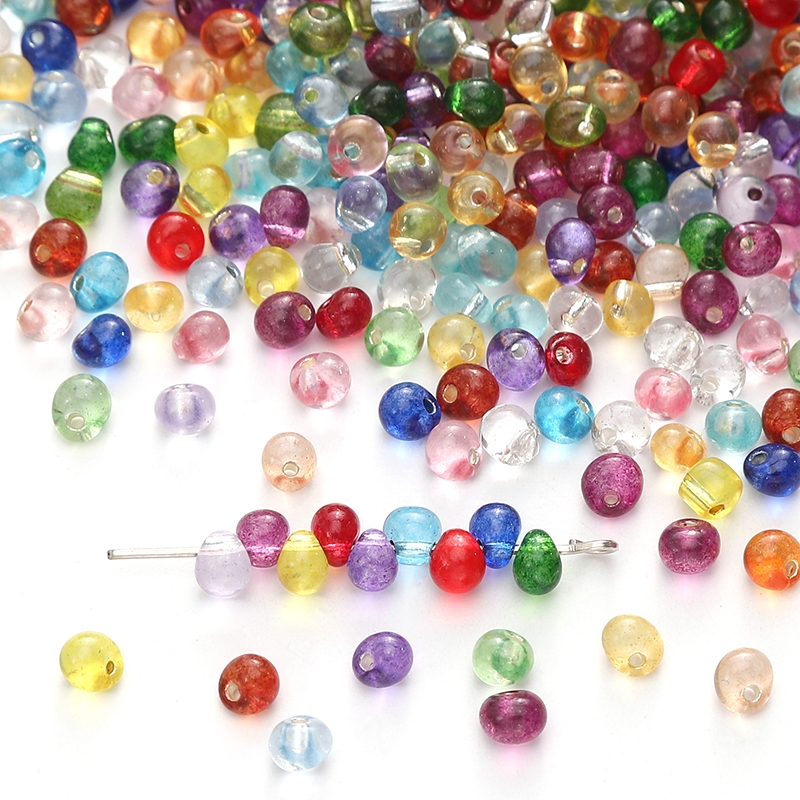 110ชิ้น/แพ็ค4มิลลิเมตรที่มีคุณภาพสูงแก้วน้ําหยดลูกปัดแกนเงินทาสีข้าวลูกปัดเมล็ดลูกปัดทําเองเครื่องประดับจี้อุปกรณ์