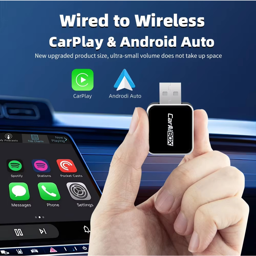 2-in-1 CP + AA Carplay Android Auto Mini Box อะแดปเตอร์ Carplay ไร้สายแบบมีสายสําหรับ USB/Type-C Don