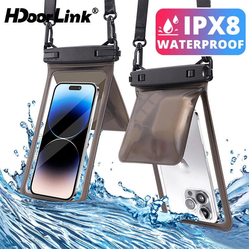 Hdoorlink โปร่งใสโทรศัพท์มือถือกระเป๋ากันน้ําแถบปิดผนึกโกดังคู่กระเป๋าแห้งใต้น้ํา PVC Universal ว่ายน้ํากระเป๋ากันน้ํา
