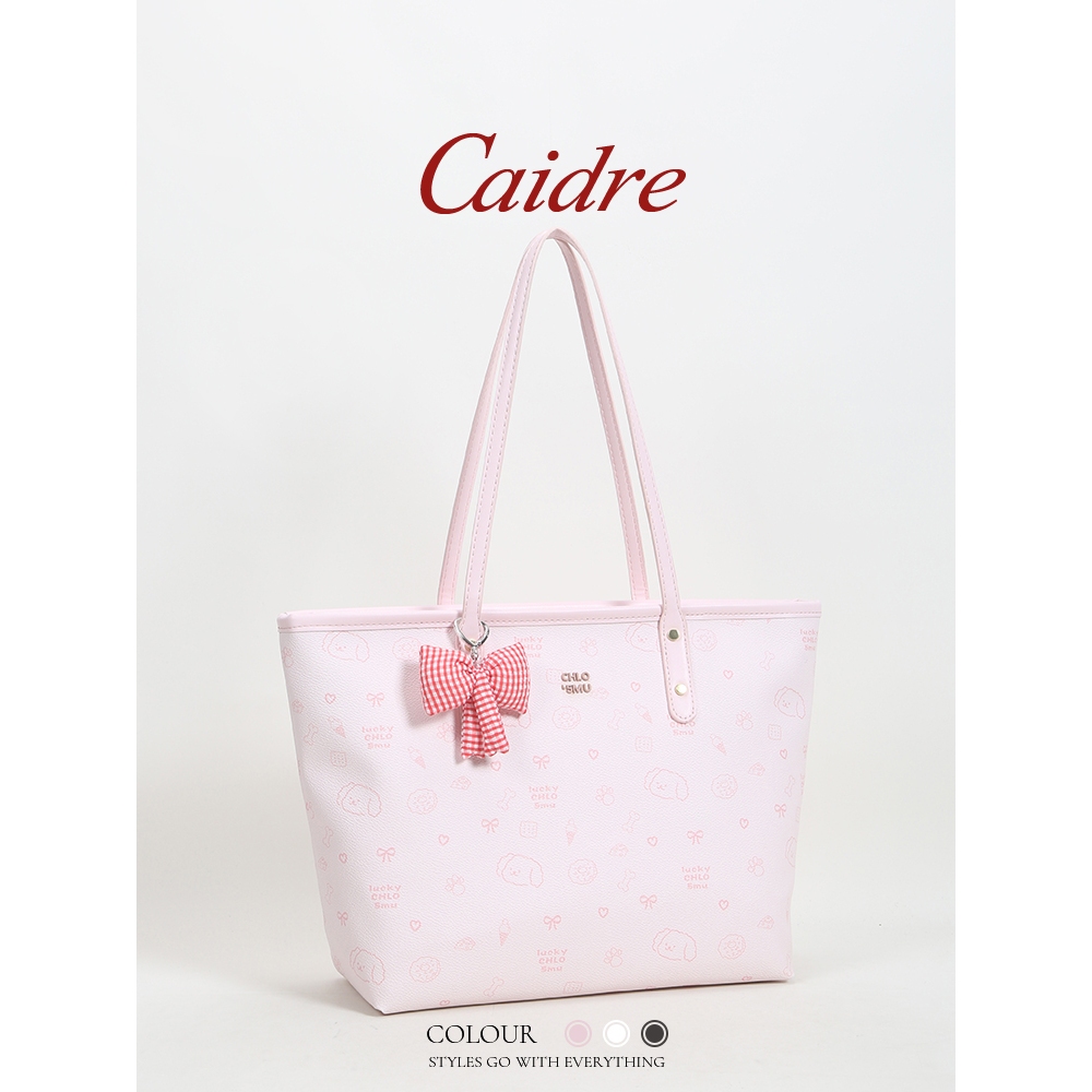 Caidre Cute Puppy Tote Bag กระเป๋าใต้วงแขนแบบพกพา กระเป๋าสะพายพร็อพความจุขนาดใหญ่