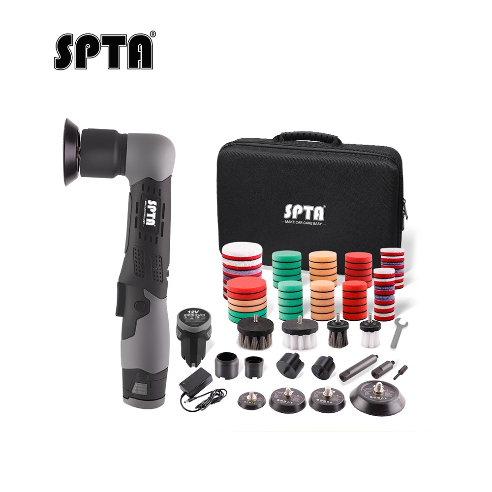 Spta เครื่องขัดสีรถยนต์ ไร้สาย 12V RO/DA ไมโคร ขูดขีด พร้อมตัวปรับความเร็ว และแบตเตอรี่ 2 ก้อน