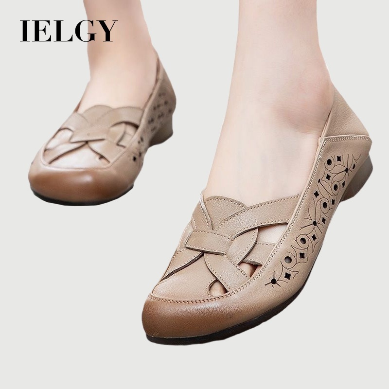 IELGY หนังนุ่ม อ่อนนุ่ม เพียงผู้เดียว ใหม่ถ้ํารองเท้าผู้หญิงรองเท้าแตะแม่ฤดูร้อนสบายรองเท้าแตะ ระบายอากาศได้