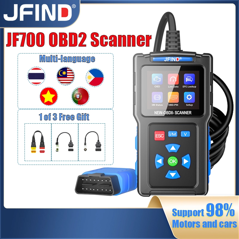 【Thai Menu】for Honda BMW Jfind JF700 เครื่องสแกนเนอร์รถยนต์ OBD 2 รหัส Check OBD Pin โหมดแรงดันไฟฟ้า
