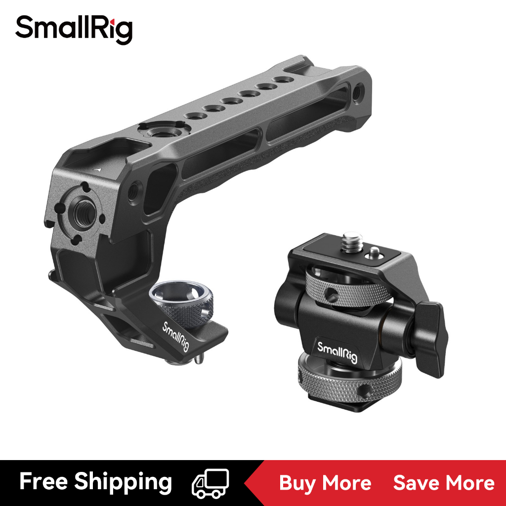Smallrig Top Handle with Monitor Support Kit, ARRI Locating Holes #3765 และรองรับจอภาพพร้อมรองเท้าเย็น #2905B , (เข้ากันได้กับรองเท้าเย็น) #5322