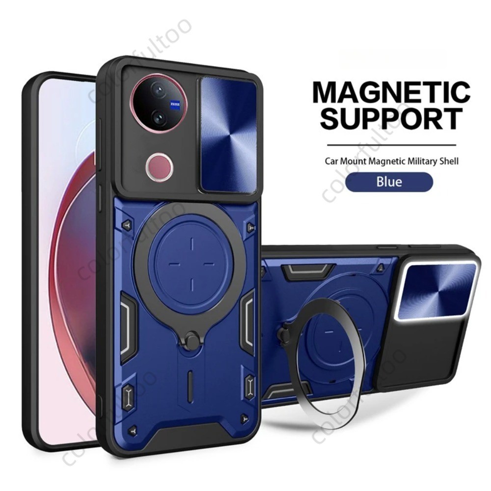 แม่เหล็กรถผู้ถือแหวนสําหรับVivo V60 V50 5G V50 Lite V 50 VivoV50 4G 5G 2025 หรูหราเกราะกันกระแทกปลอกAnti-Fallกันชนสไลด์กดกล้องป้องกันปกหลังกรณีแข็ง ราคา ถูกที่สุด ดีลบีเคเค แกลเลอรีภาพที่ 7