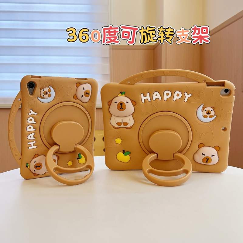 การ์ตูน Capybara แท็บเล็ตในตัว 2020 air4 10.9 mini7 6 วงเล็บกรณี ipad น่ารักซิลิโคนมือถือน่ารัก pop fidget 2019 air5 10.2 2022 10th 10.9 pro11 10.5 2018 9.7 air6 2024 pro10.5