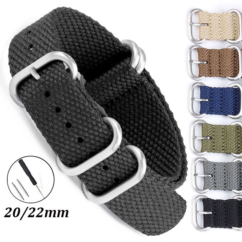 สายนาฬิกาข้อมือไนล่อนถัก 20 มม. 22 มม. 20 สี สไตล์ทหาร นาโต กีฬา สําหรับผู้หญิง ผู้ชาย