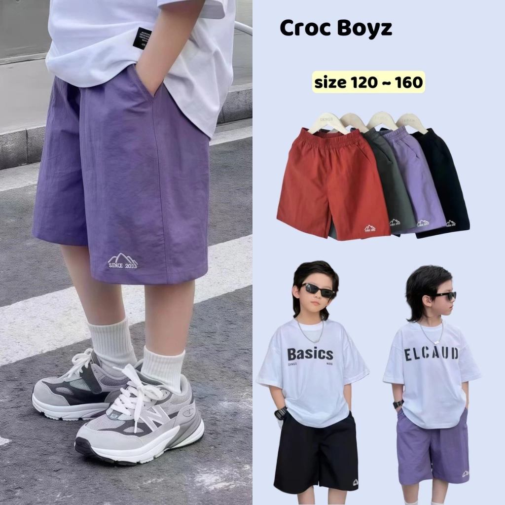 Croc Boyz พร้อมส่ง กางเกงเด็กชายแฟชั่น ขาสั้น สีสดใส ลำลองฤดูร้อน ไซส์ 120-160