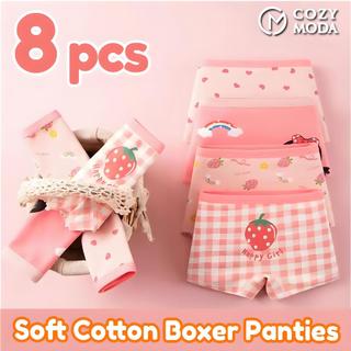 8Pcs Cotton Panty Short for Kids Girls Premium Cotton Cartoon Boyleg Underpants Boxer Panties Set for Little Girls 3-11Y