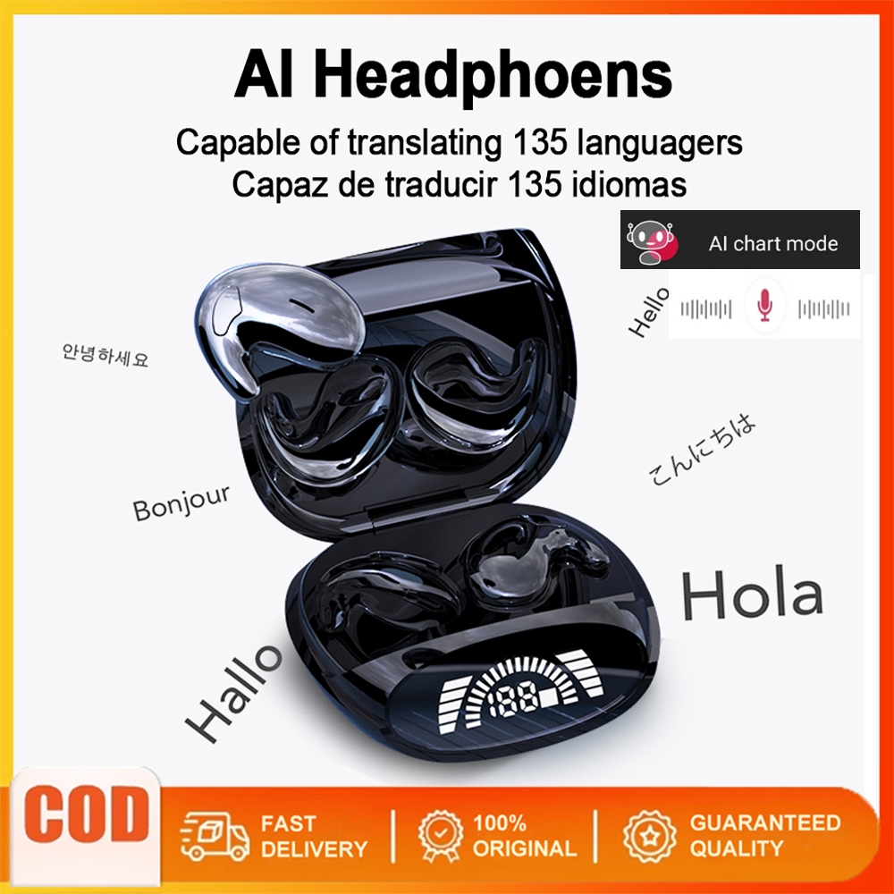 แพทยศาสตร์528 AI หูฟังการแปลแบบเรียลไทม์ บลูทู ธ 5.3 รองรับหลายภาษา ​​หูฟังชุดหูฟัง BT ขนาดเล็ก