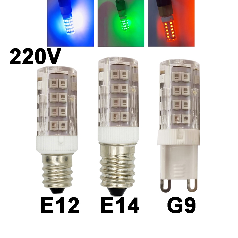 Ac 220V E12 E14 G9 5W เซรามิคหลอดไฟ LED โคมไฟสีฟ้าสีเขียวสีแดง