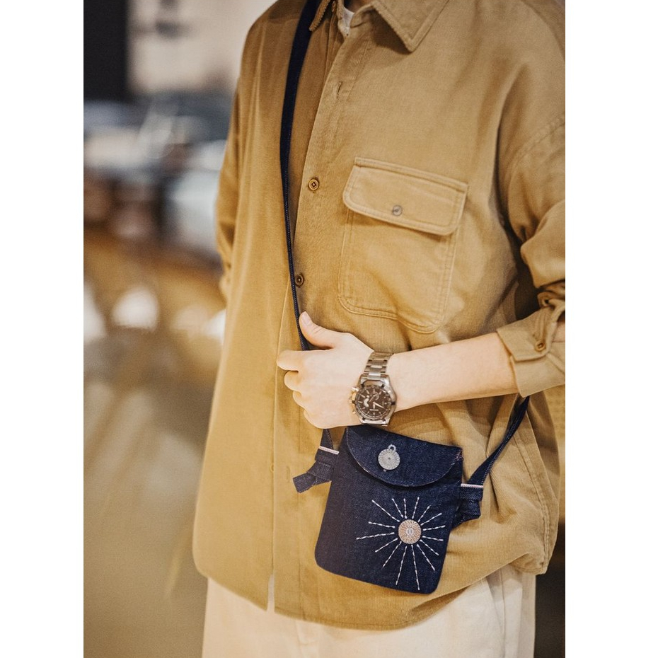 Tooling American Retro ปัก Denim Messenger กระเป๋าอินเดียสไตล์ชาติพันธุ์ Denim กระเป๋าโทรศัพท์มือถือผู้ชายผู้หญิง