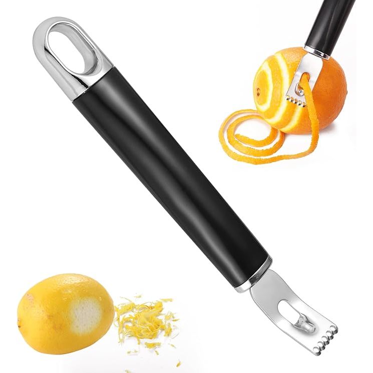 มีดช่อง, 2-in-1 Lemon Twist Peeler สแตนเลสมะนาว Peeler Zester Bar เครื่องมือค็อกเทล Garnish Citrus L