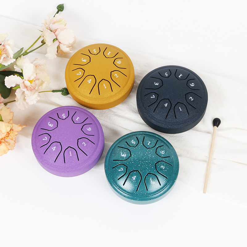 กลองเหล็ก 4.5 นิ้ว 8 ตัวโน๊ต เครื่องดนตรีเคาะจังหวะ พร้อมค้อน และหนังสือดนตรี สําหรับเด็ก