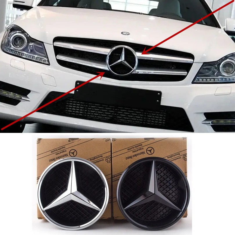 3d รถย่างสัญลักษณ์ Star Badge ด้านหน้าย่างโลโก้สําหรับ Mercedes Benz W204 W205 W213 X253 ABCES CLA GLB GLC GLE GLS อุปกรณ์เสริม