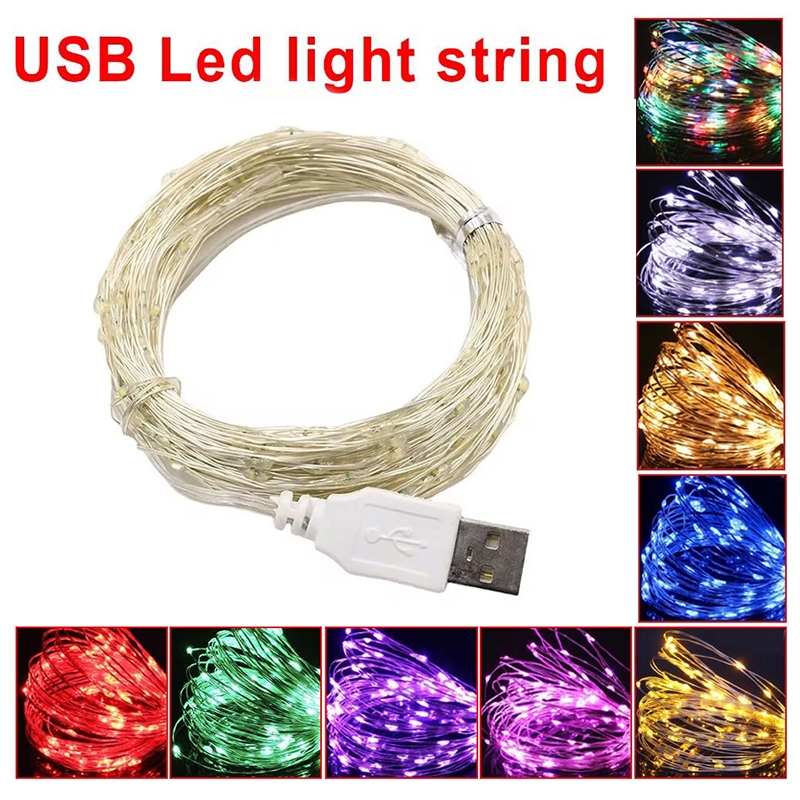 ไฟ LED 2M 5M 10M USB ไฟ LED String Fairy คริสต์มาสสีขาวอบอุ่นงานแต่งงาน Garland ไฟ Party ตกแต่ง