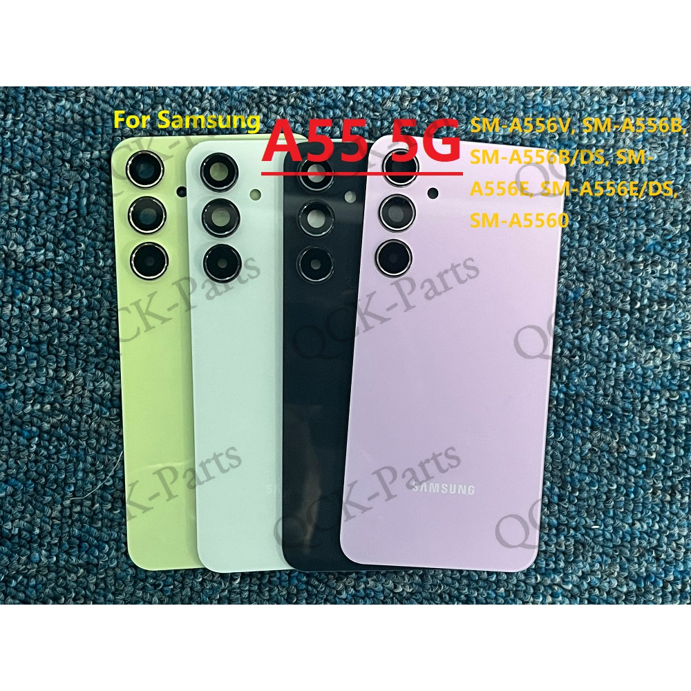 ฝาหลังกระจกสําหรับ Samsung Galaxy A55 5G แบตเตอรี่ฝาครอบด้านหลัง Doo Housing Back Case พร้อมเลนส์กรอบ