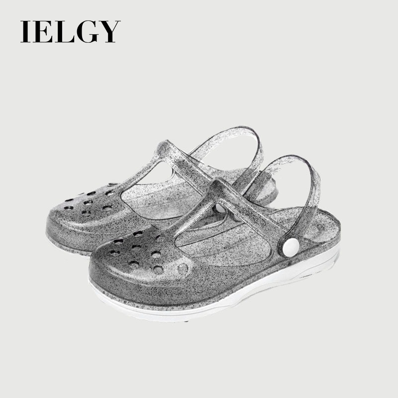 IELGY ฤดูร้อนรองเท้าหลุมวุ้นคริสตัลรองเท้าแตะหญิงแสงนักเรียนพยาบาล