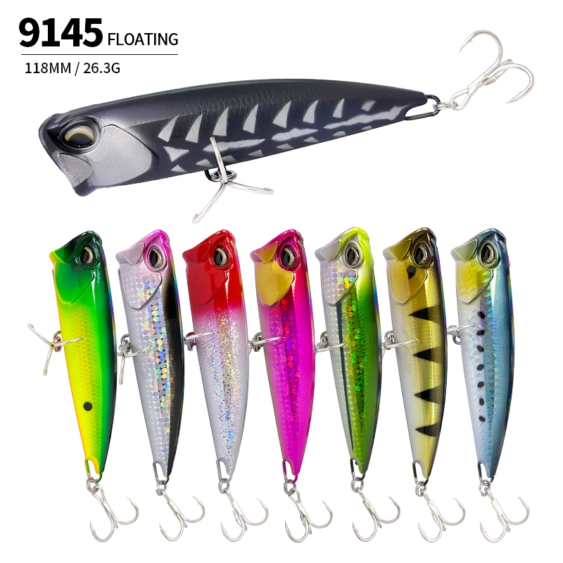 118 มม. 26.3 กรัม Topwater Floating Popper Fishing Lure เหยื่อแข็ง