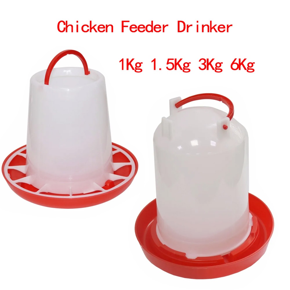 เครื่องป้อนไก่เครื่องดื่ม1/1.5/3/6กิโลกรัมที่มีคุณภาพป้อนอัตโนมัติไก่ถังให้อาหารสัตว์ปีกให้อาหารเครื่องมือ