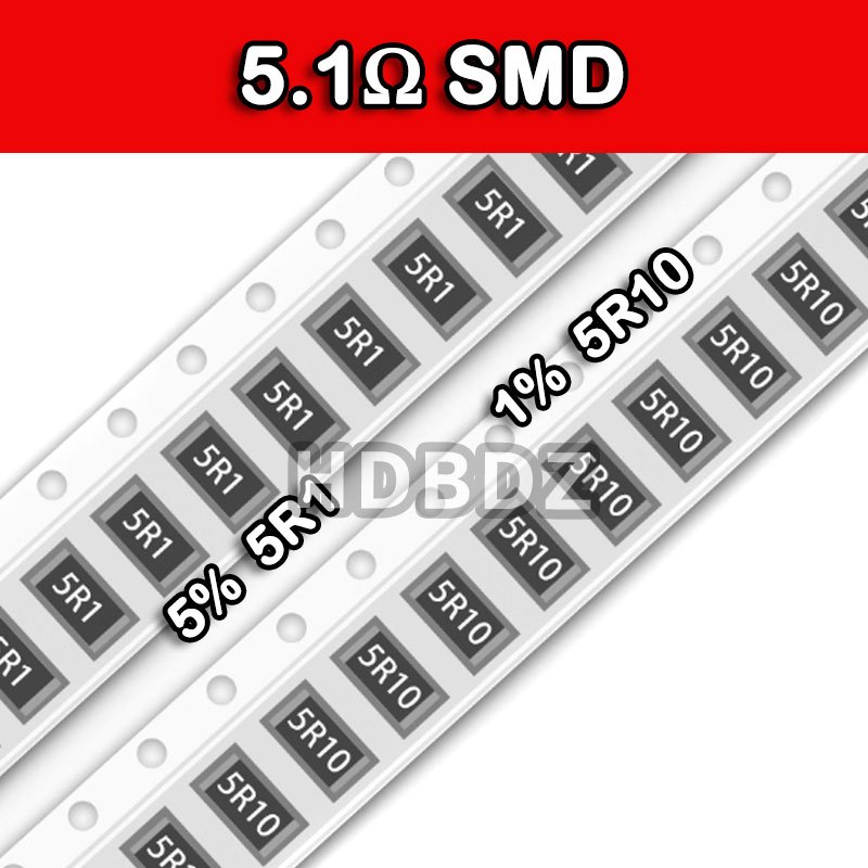 10~50PCS 5.1R 5.1Ω  SMD Resistor ตัวต้านทาน precision 5% 1%  5R1/5R10 0603 0805 1206 2512
