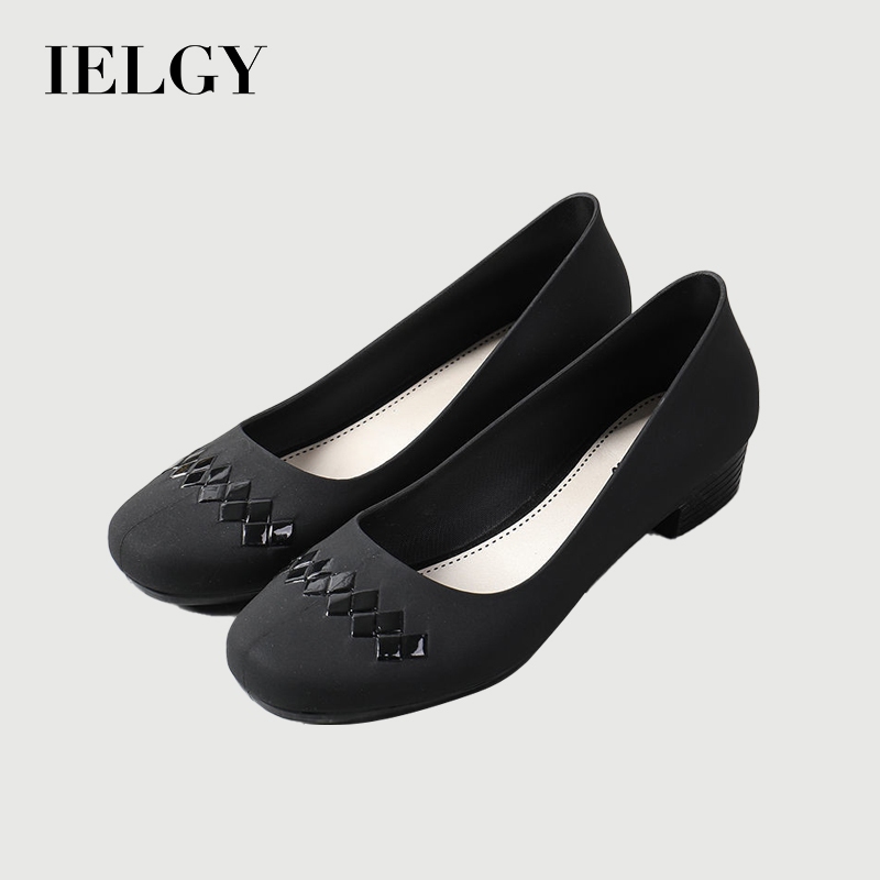 IELGY ฤดูร้อนรองเท้ากันฝนของผู้หญิงเพิ่มความสูงกันน้ําต่ําปั๊มพลาสติกแฟชั่นกาแล็กซี