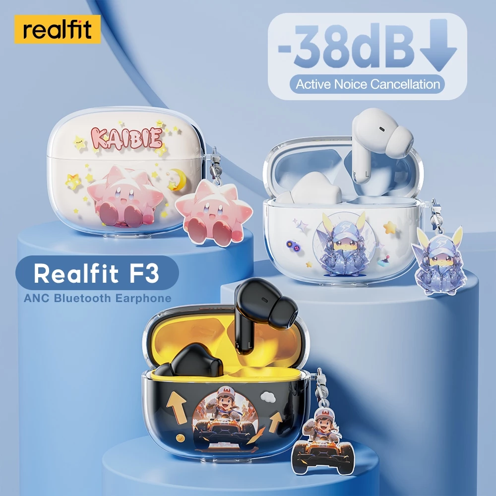 【พร้อมส่งในไทย】Realfit F3 ANC หูฟังบลูทูธ -38dB ตัดเสียงรบกวน พร้อมไมโครโฟน เบสหนัก หูฟัง คุณภาพเสียงดี