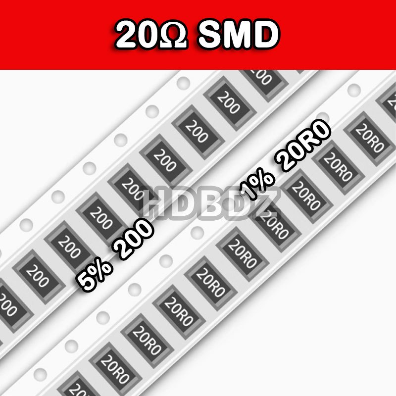 10~50PCS 20R SMD Resistor ตัวต้านทาน precision5%/1% 200/20R0/30X 0603 0805 1206 2512
