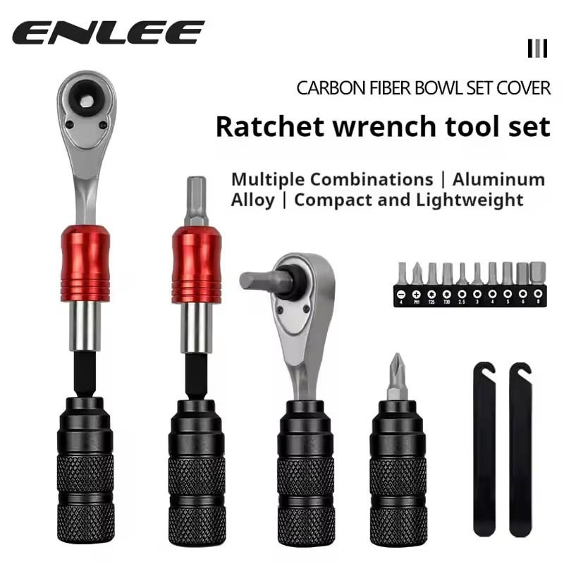 Enlee Ratchet ประแจชุดเครื่องมือซ็อกเก็ต Multi-Function เครื่องมือซ่อมเครื่องมือกล่องซ่อมจักรยานเสือภูเขาจักรยานเสือหมอบขี่ซ่อม Accessorie