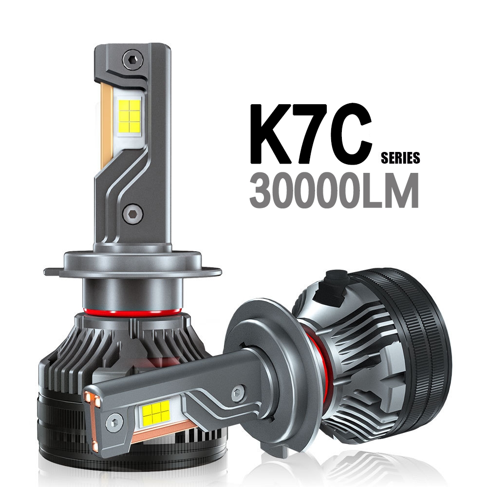 2 ชิ้น 30000LM 200 วัตต์ K7C (P7Q) H7 ไฟหน้า LED 3 หลอดทองแดงไฟ LED สําหรับรถยนต์ 3000K 4300 พัน 600