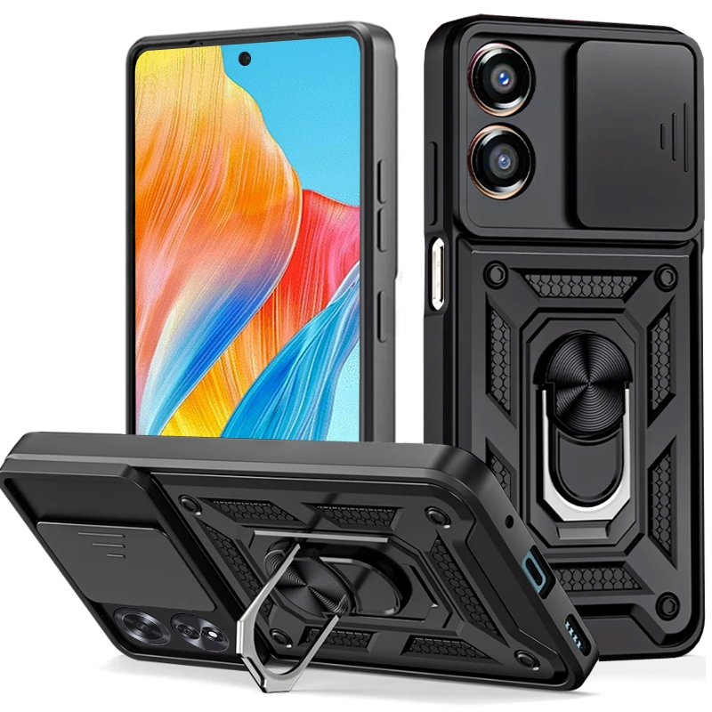 กรณีโทรศัพท์หนักกันกระแทกพร้อมขาตั้งโลหะ OPPO A6 Pro A5X A5 Pro A3X A60 A79 A18 A38 A78 A58 A17 A57 A98