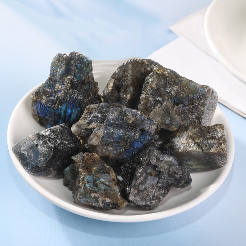 100กรัม/แพ็คหยาบลาบราโดไรต์คริสตัลธรรมชาติหินดิบพลังงานอัญมณีแร่ตกแต่งบ้าน(3-7ชิ้น)