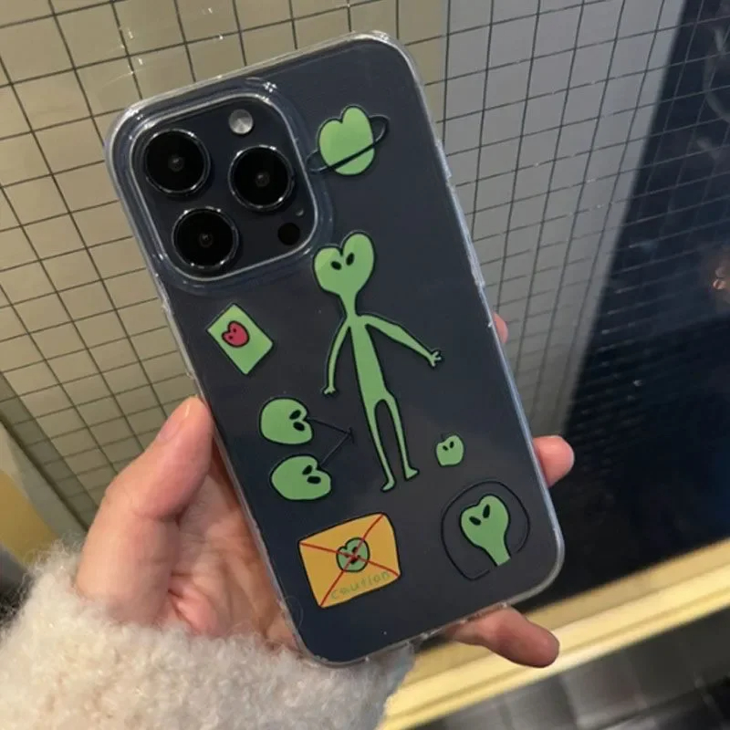 Insตลกน่ารักคนต่างด้าวเคสโทรศัพท์สําหรับiphone 16 Pro Max 15 Pro 14 13 12 11 Xr Xs Max Mini 7 8 Plus