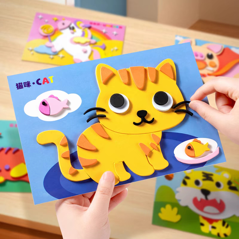 เด็กของเล่นเพื่อการศึกษา ทําเอง ทําด้วยมือสามมิติวางภาพวาดศิลปะและหัตถกรรมชุด