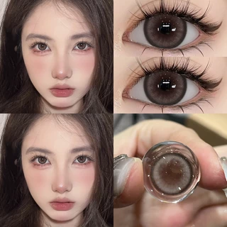 {เกรด -0.00~-6.00} UYAAI คอนแทคเลนส์ สีน้ําตาลธรรมชาติ 14.0 มม. 2 ชิ้น ต่อคู่